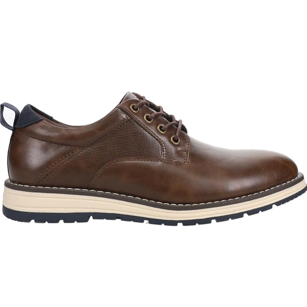 Crevo Brown Faux Leather Oxfords with Classic Lace-Up Design